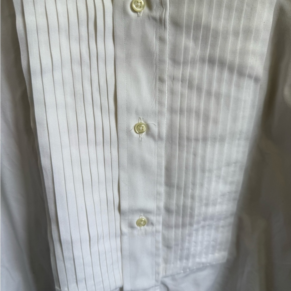 Men’s 16-33 Filo A Mana Tom James Pleated Long Sleeve Formal Dress Shirt - Picture 4 of 8